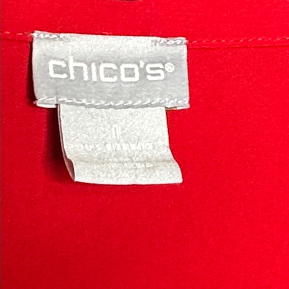 Women’s Chico’s Red V-neck Top Size 1 Medium - Picture 7 of 10
